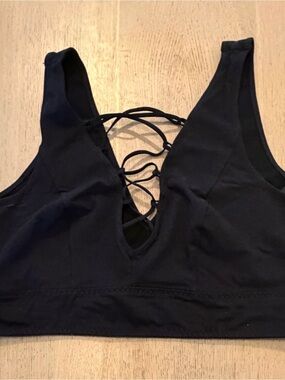 Torrid Black Lace-Up V‑Neck Bralette Size 2
